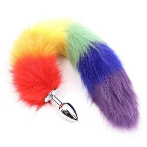 Plug Steel Anal Fox Tail Rainbow