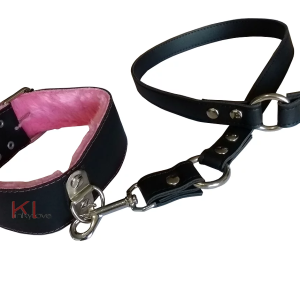 Collar con Peluche Rosa y Correa y Mosquetón