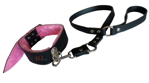 Collar con Peluche Rosa y Correa y Mosquetón