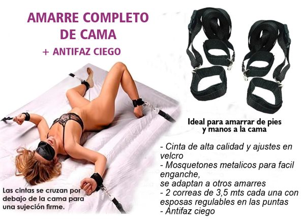 AMARRE COMPLETO DE CAMA + ANTIFAZ CIEGO