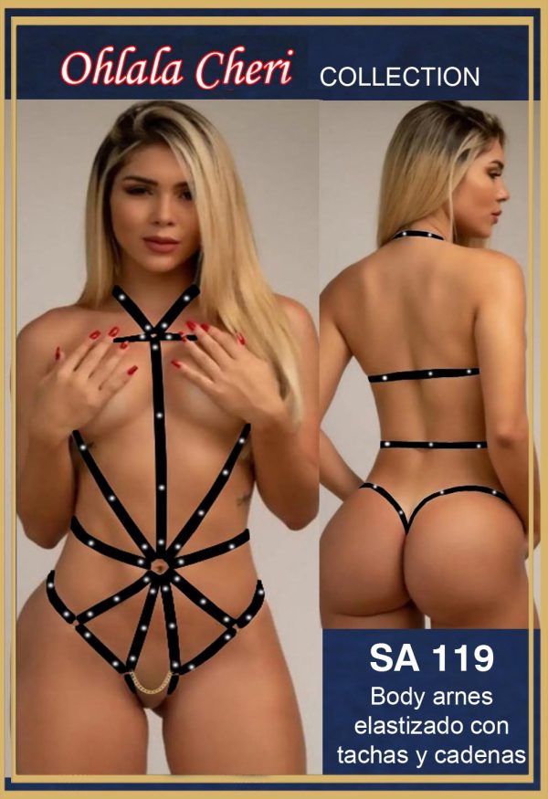 Body Arnés Elastizado Con Tachas y Cadenas