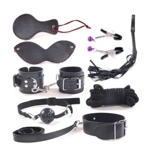 KIT BONDAGE NEGRO 8 PIEZAS