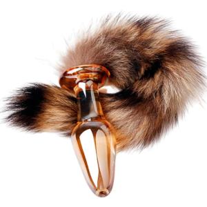 Tapón anal de vidrio con cola de zorro