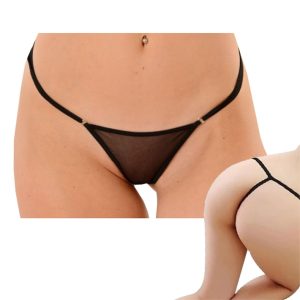 Tanga hilo dental negra ajustable